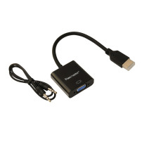 Tecmaster Adaptador/Conversor HDMI macho a VGA hembra + cable de audio 3.5mm