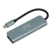 Tecmaster Hub Concentrador 4 en 1, USB-A 3.0, Cable Tipo-C, Carcasa Aluminio, Gris